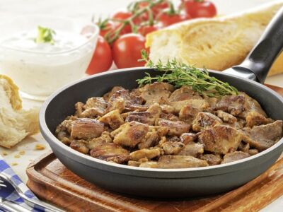 Turkey gyros, strips of meat with gyros seasoning,